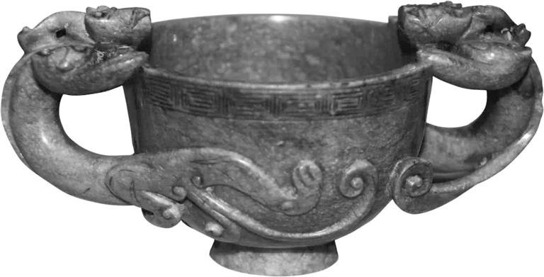 明青玉雙螭耳杯，蘭州晏家坪出土的稀世珍寶