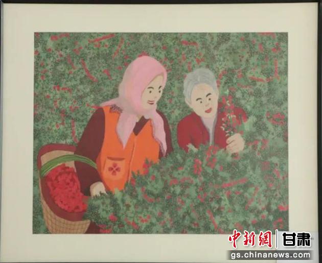 靖遠(yuǎn)縣枸杞種植業(yè)帶動10多萬農(nóng)民脫貧致富。刺繡 王明風(fēng) 繡稿 胡靜